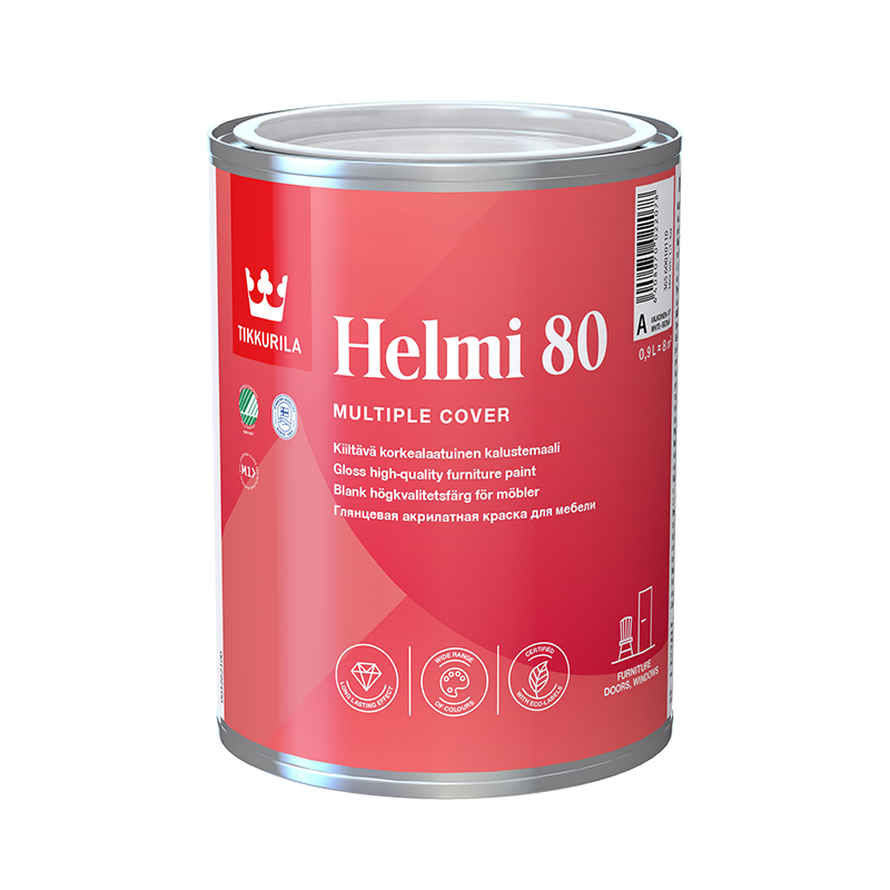 Tikkurila Helmi 80 Kalustemaali A Valkoinen Sävytettävissä Kiiltävä, Vesiohenteinen