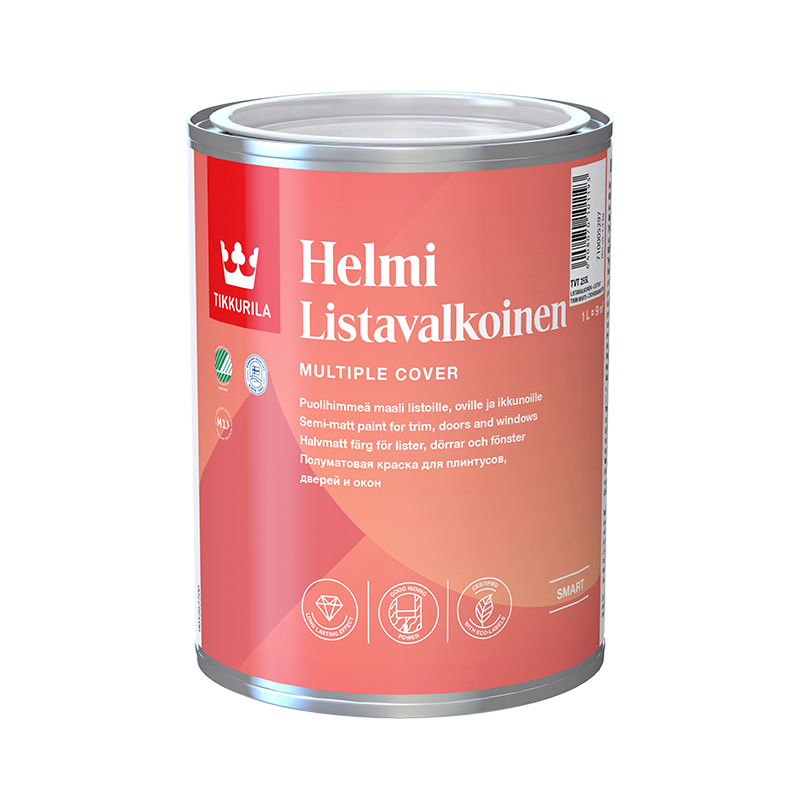 Tikkurila Helmi Listavalkoinen Lista- Ja Ovimaali Puolihimmeä, Vesiohenteinen