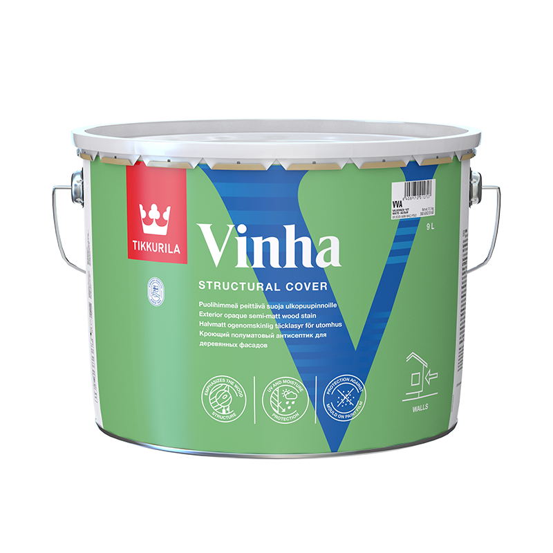 Tikkurila Vinha Peittävä Suoja Puulle Vva Valkoinen Sävytettävissä Puolihimmeä, Vesiohenteinen