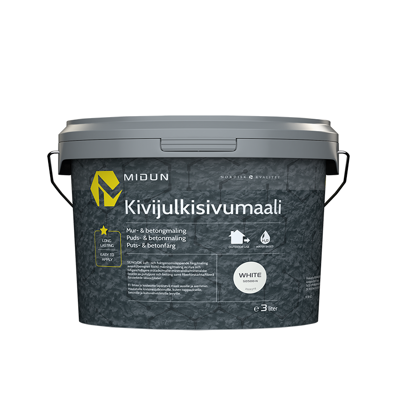 Midun Kivijulkisivumaali V Valkoinen Valkoinen, Vesiohenteinen