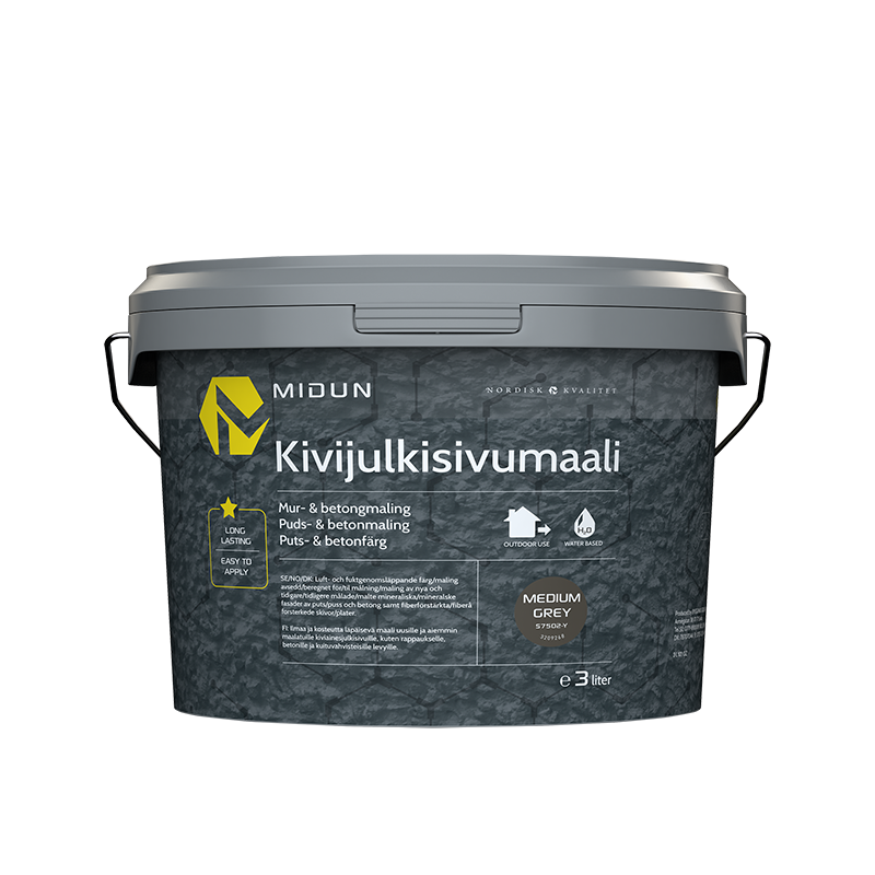 Midun Kivijulkisivumaali V Harmaa Valmissävy Harmaa, Vesiohenteinen
