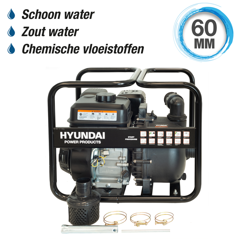 Hyundai Power Products Vesipumppu Puhtaalle Vedelle/likavedelle/kemikaaleille 60 Mm 196 Cc Hyundai Power Products
