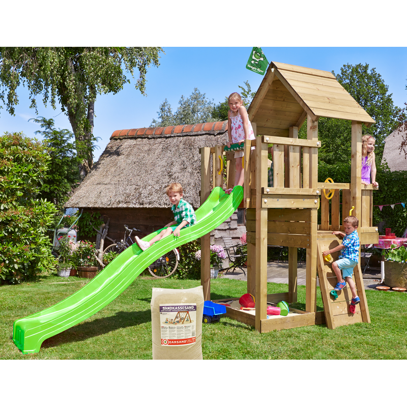 Jungle Gym Leikkitorni Täydellinen Cubby 120 Kg Hiekkaa Ja Vihreää Liukumäkeä