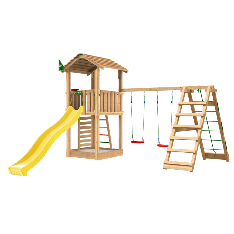 Jungle Gym Leikkitorni Täydellinen Cottage 2.1 Kiipeile Moduuliin Ja Keltaiseen Liukumäkeen