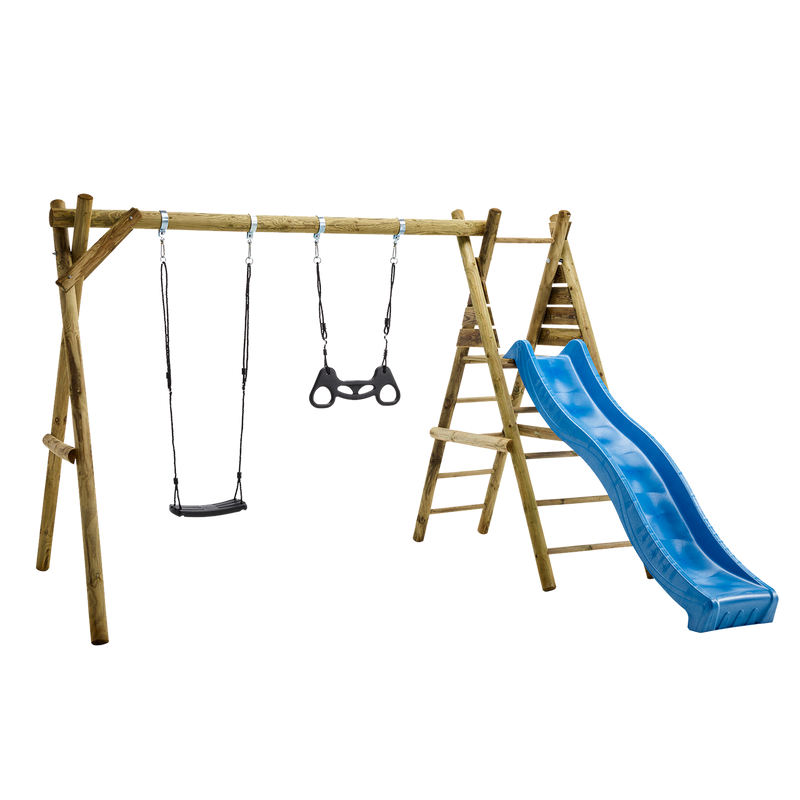 Nordic Play Keinuteline 1 Musta Keinu, 1 Musta Trapetsikeinu Ja Keinuvarusteet (vaatii Maa-ankkurin). Nordic Play Active Sininen Dia