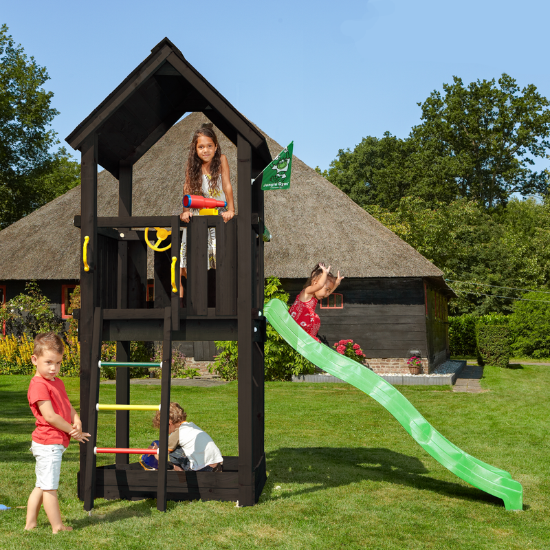 Jungle Gym Leikkitorni Täydellinen Gym Club Musta Liukusäätimellä