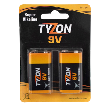 Batteri 9V Super Alkaline 2-pack TyZon