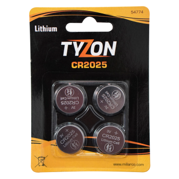 Litium-Akku CR2025 4-pack TyZon