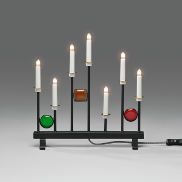 sähköinen kynttilänjalka 7 valoa kynttilä musta metalli koristeilla Gnosjö Konstsmide