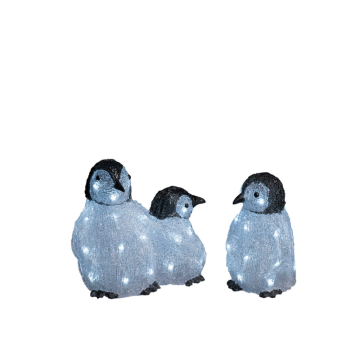 Ulkouima valo koristelu Pingviiniperhe akryyli 3kpl LED LED Gnosjö Konstsmide