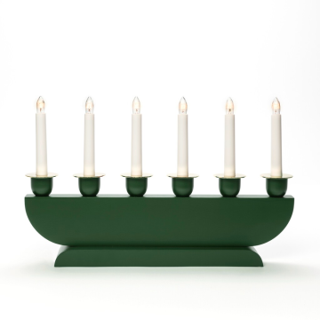 sähköinen kynttilänjalka 6 kynttilää puinen messinkikoristeella 26 cm Gnosjö Konstsmide