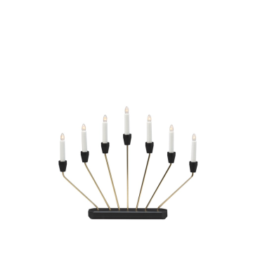 sähköinen kynttilänjalka 7 Light Brass päällystetty musta pohja Gnosjö Konstsmide