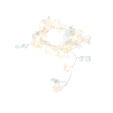 Ljusslinga Inomhus B/O Rosa/vita Blommor, 20 varmvita LED Gnosjö Konstsmide