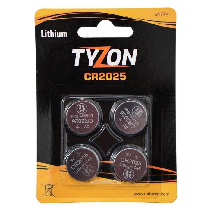 LitiumAkku CR2025 4pack TyZon (P68712321) Byggmax