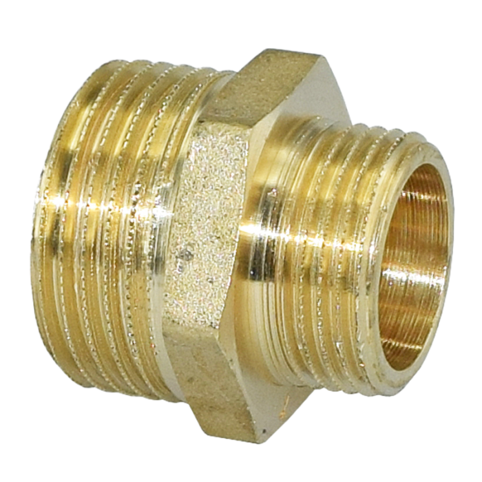 REDUCERANDE DUBBELNIPPEL 1 "-¾" MÄSSING